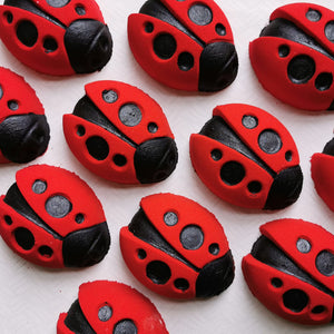 Red and black lady bug bath bombs
